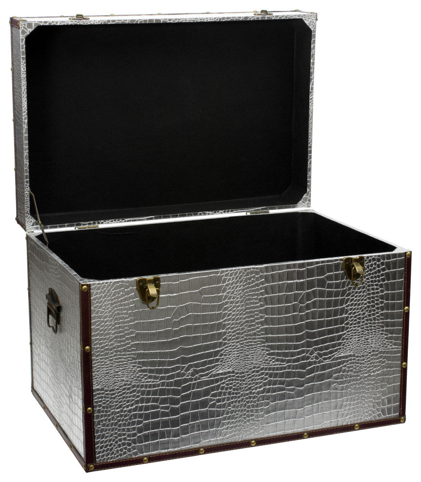 Faux Leather Silver Crocodile Trunk