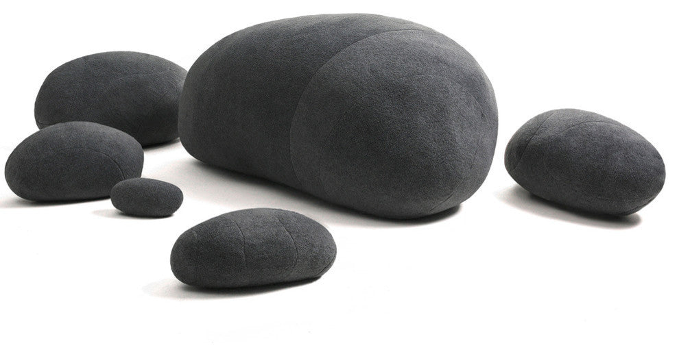 6-Piece  Pebble Stone Rock Pillows Dark Gray