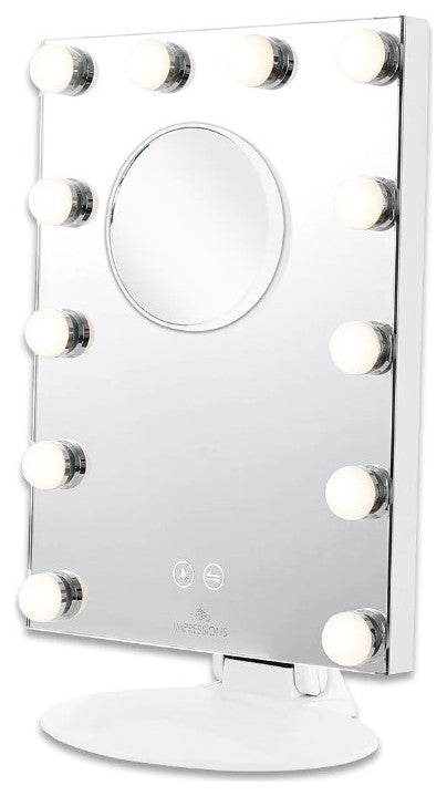 Lumiere Tabletop LED Makeup Mirror With Bluetooth Speaker, Hollywood Bulbs