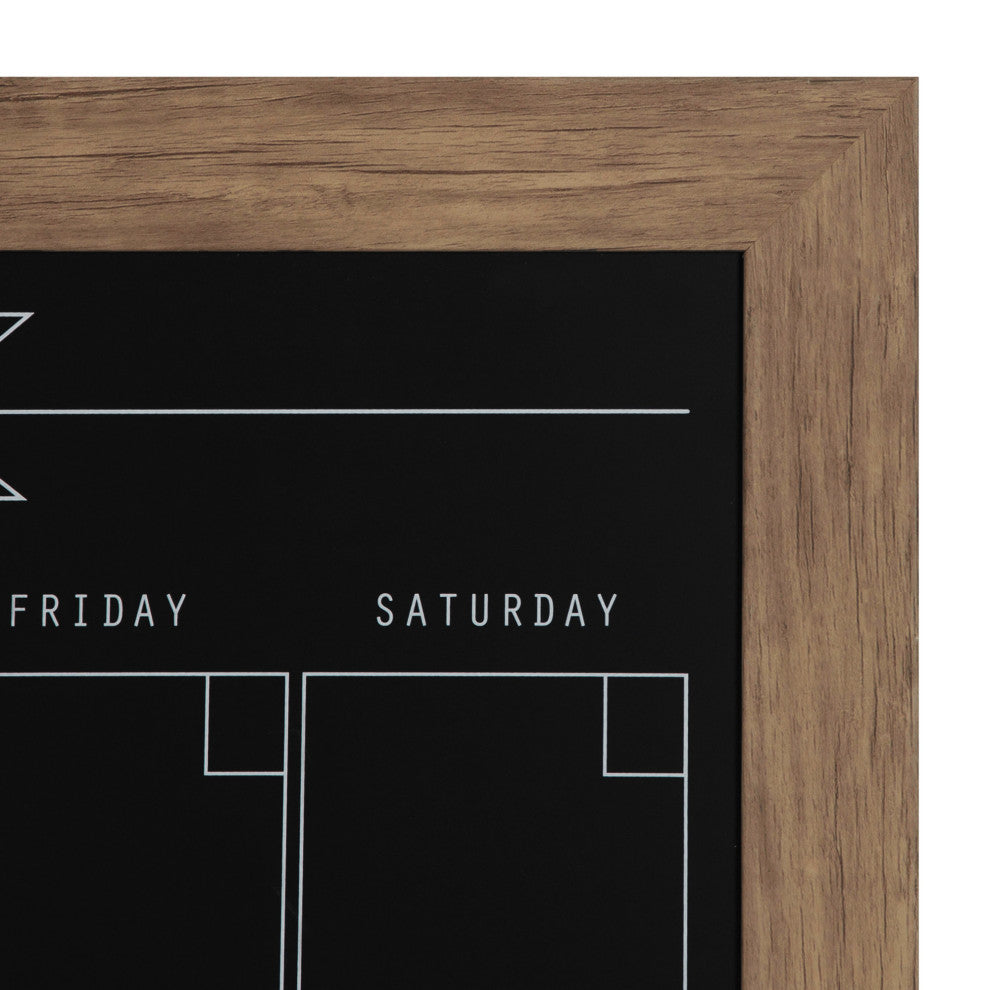 Beatrice Framed Magnetic Chalkboard Calendar, Rustic Brown 27x33