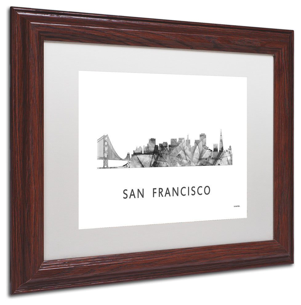 Marlene Watson 'San Francisco Ca Skyline' Matted Art, Wood Frame, White, 14x11