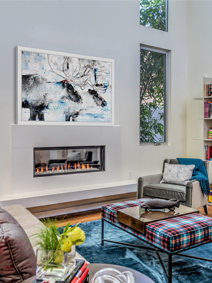 Parvez Taj "Conversating Deer" Framed Painting Print, 18"x12"