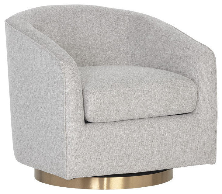 Hazel Swivel Lounge Chair, Gold, Belfast Heather Gray