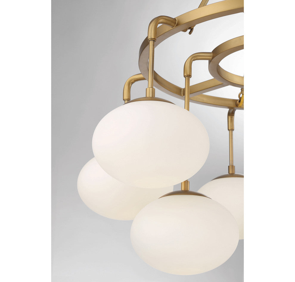 9-Light Chandelier, Natural Brass