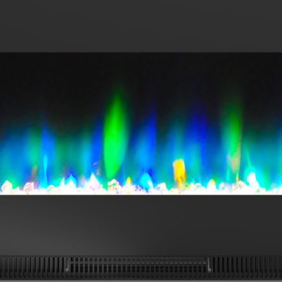 50" LED Cambridge Wall-Mount Electric Fireplace With Remote, Black