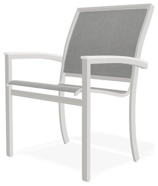 Bazza Sling Stackable Outdoor Dining Chair, Alloy/Snow