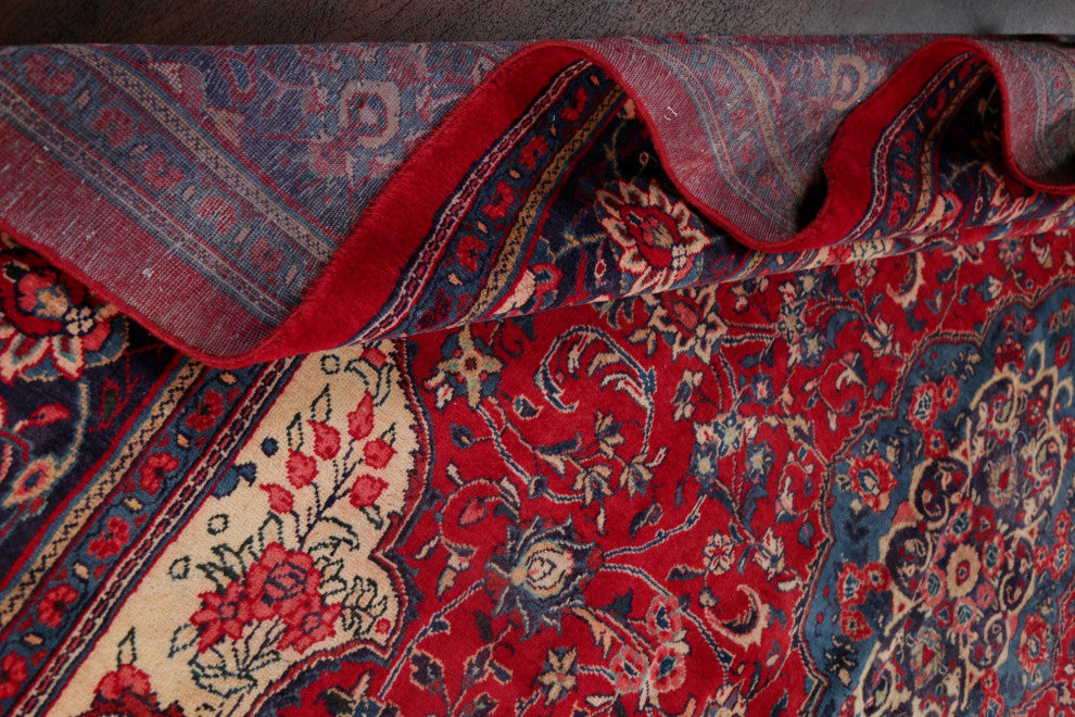 Consigned, Vintage Oriental Handmade Persian Traditional Area Rug, Red, 10x14