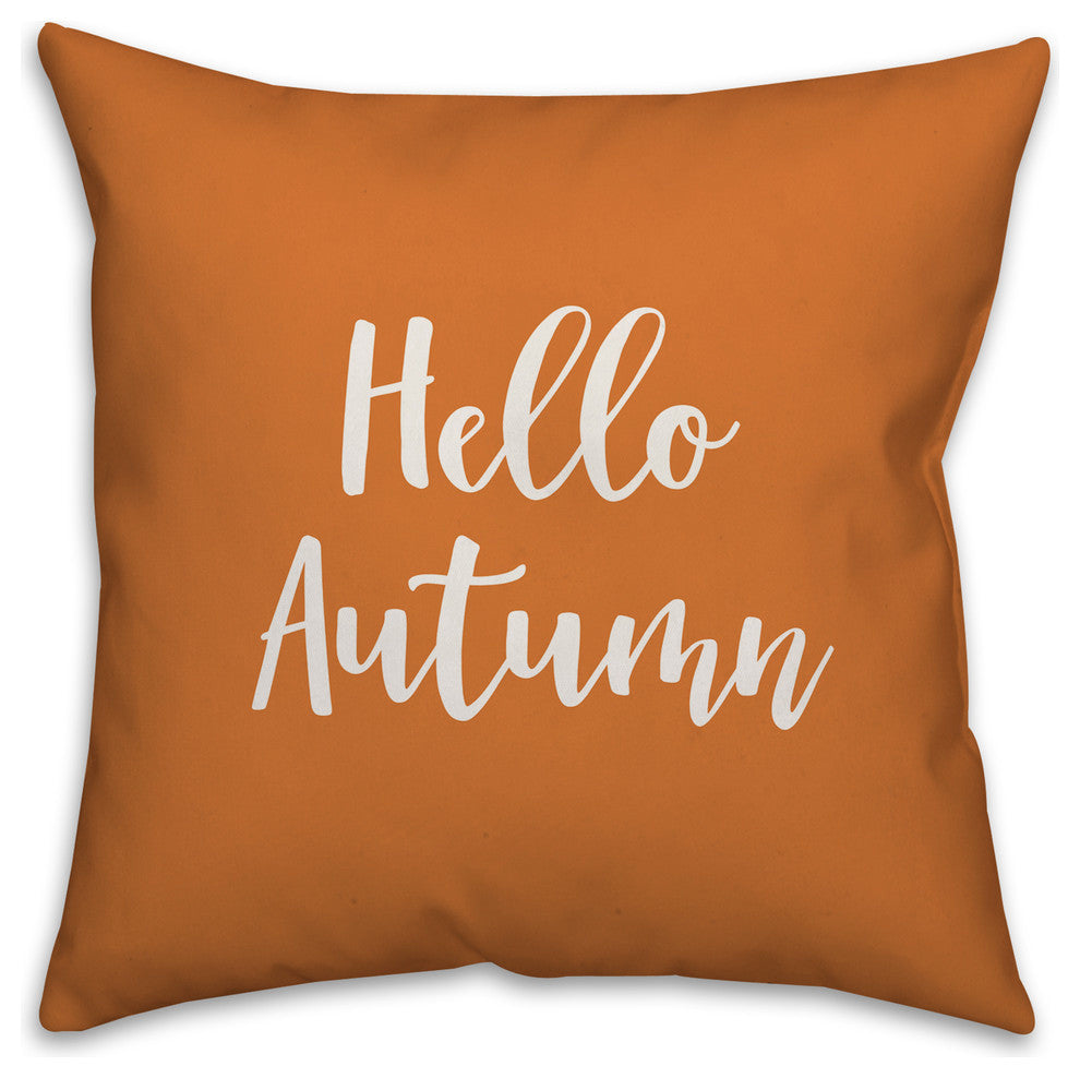 Hello Autumn in Orange 18x18 Throw Pillow