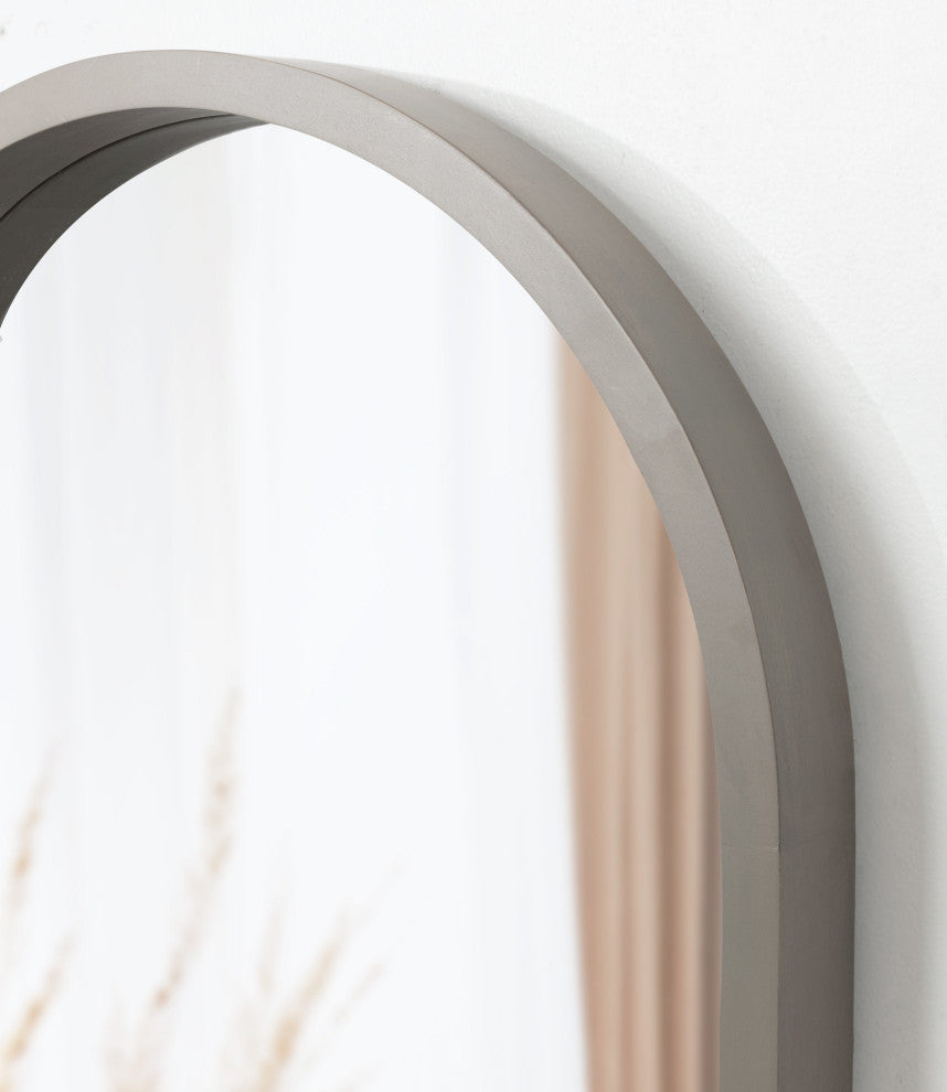 Hutton Wood Framed Arch Mirror, Gray, 20"x30"