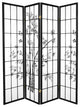 6' Tall Lucky Bamboo Shoji Screen, Black, 4 Panels