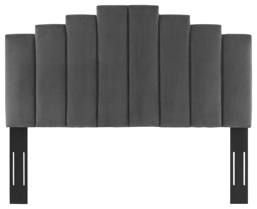 Headboard, Twin Size, Velvet, Dark Gray, Modern Contemporary, Bedroom