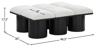 Pavilion Boucle Fabric Upholstered 6-Piece Modular Bench, Cream, Black Finish