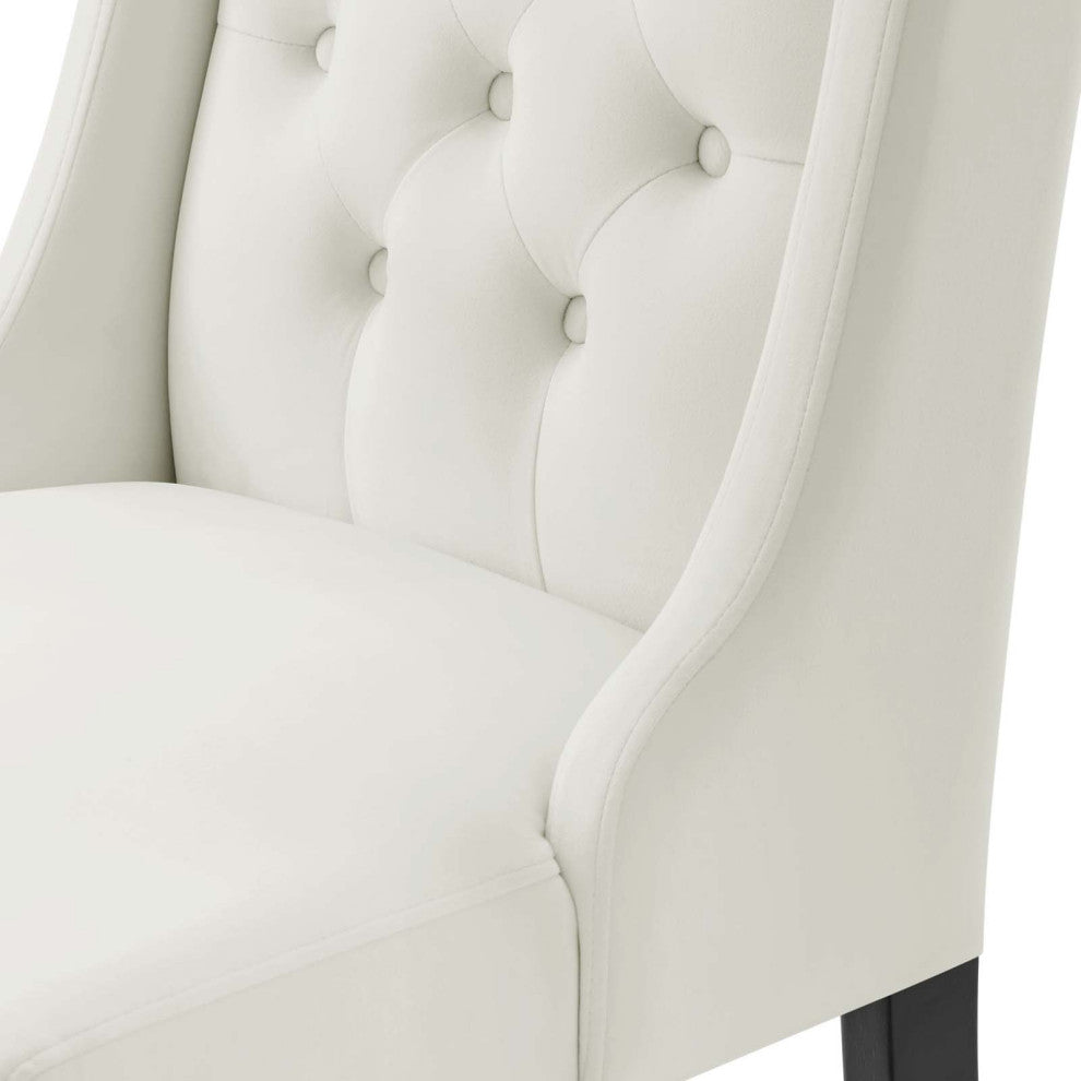 Side Dining Chair, Set of 2, White, Velvet, Modern, Cafe Bistro Hospitality