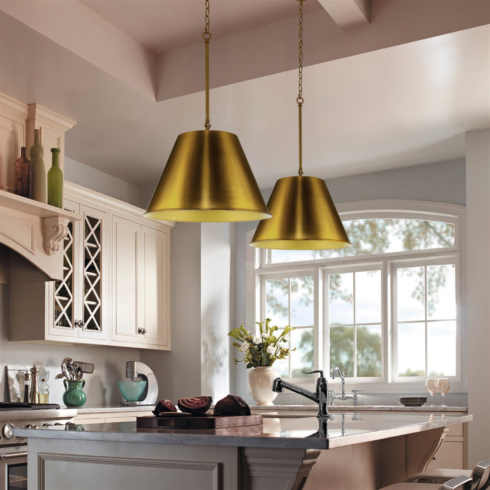 Kira Home Vida 18" Pendant Light, Metal Empire Shade, Adjustable Hanging Height