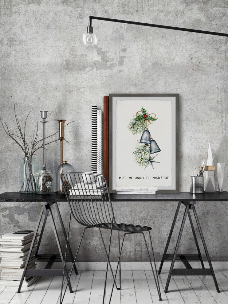 "I'm Under the Mistletoe" Framed Painting Print, 16x24