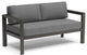 Patio Loveseat with Durable Aluminum Frame and Comfortable Gray Cushions