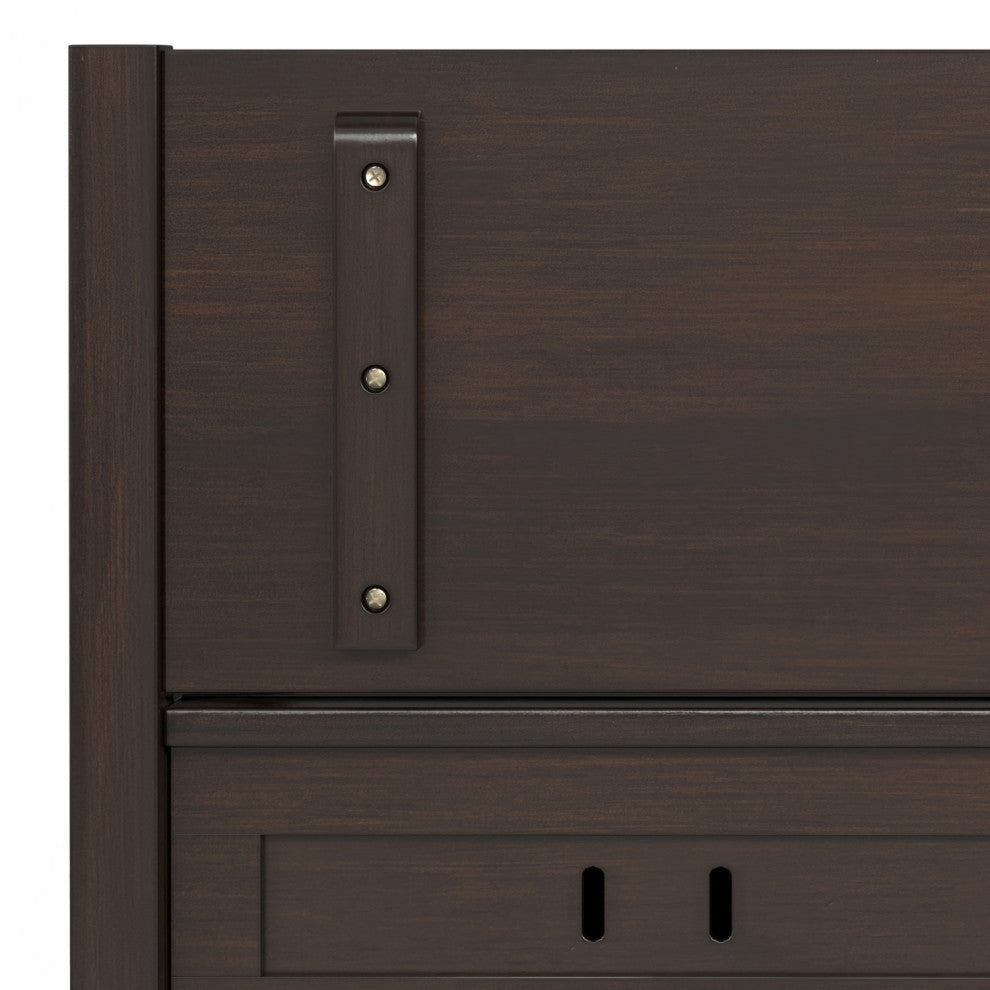 Connaught Solid Wood Entryway Storage Bench With Shelf, Chestnut Brown