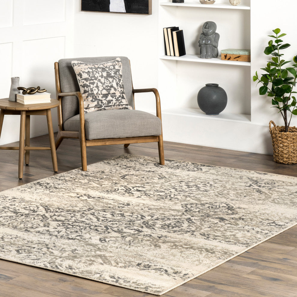 Nuloom Freja Transitional Vintage Area Rug, Grey 5'x8'