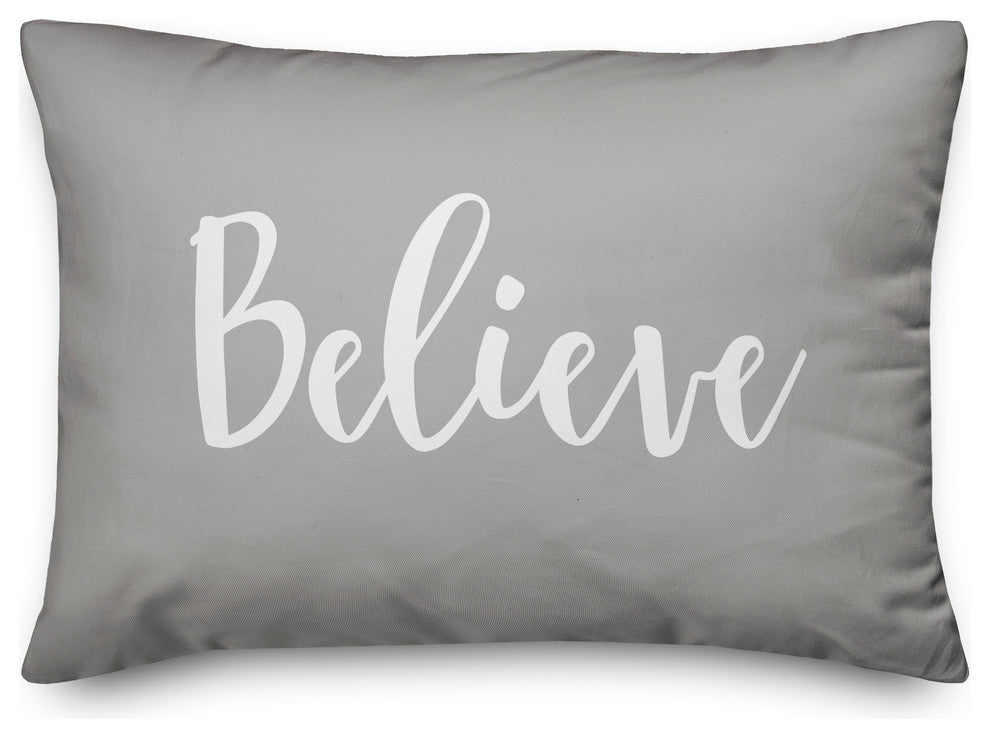 Believe, Believe Gray 14x20 Lumbar Pillow