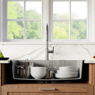 Karran QT-812 Top Mount 33" Large Single Bowl Quartz Sink Kit, Grey