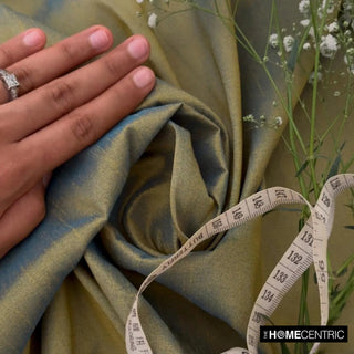 Gold, Turquoise Blue Art Silk Fabric By The Yard, 2 Yards For Curtain, Dress