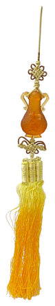 Crystal Glass Fengshui Golden Orange Vase Pendant Tassel, Hws2214