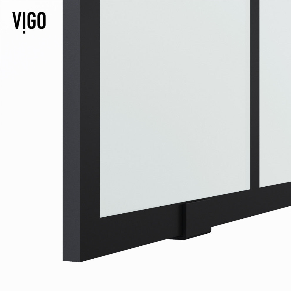 VIGO Elan 68" to 72" W x 74" H Frameless Sliding Shower Door in Matte Black Grid