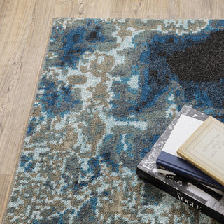Vander Glass Blue/Beige Power-Loomed Area Rug, 2'3"x7'6"