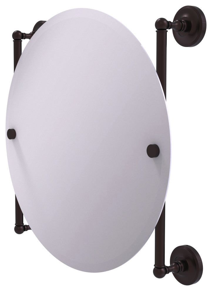 Prestige Regal Round Frameless Rail Mounted Mirror, Antique Bronze