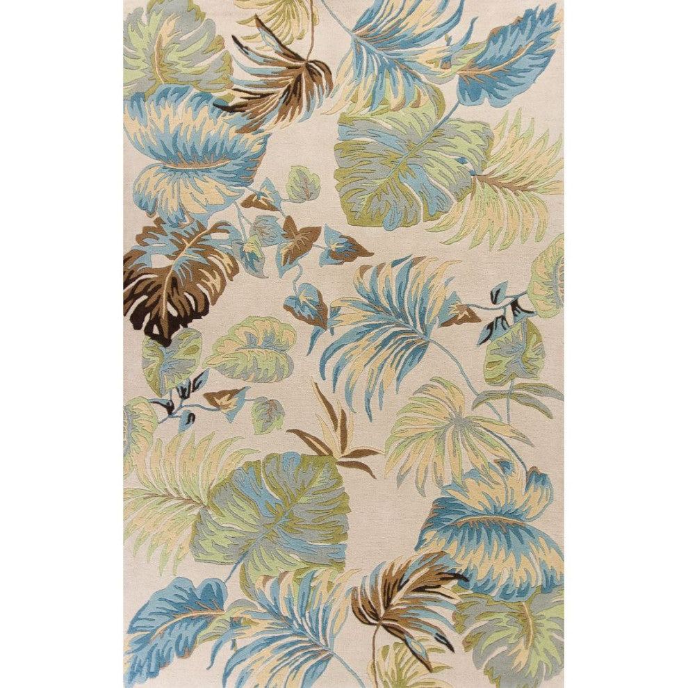 KAS Havana 2630 Ivory/Blue Oasis Area Rug, 5'x8'