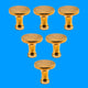 6 Cabinet Knob Bright Solid Brass Pedestal 1 1/4" |
