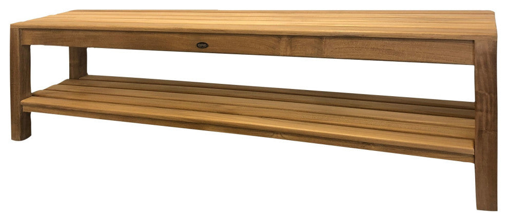 Teak Shower Bench Coach 59" (150 cm) with shelf