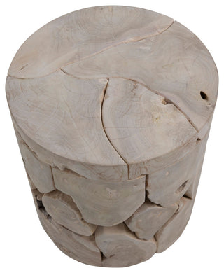 Scarlett 18" Round Bleached Teak Root Block Style End Table