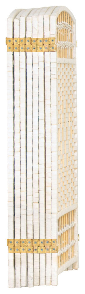 3 ft. Short Fiber Weave Room Divider White 8 Panels