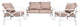 3 Pieces Outdoor Metal Patio Sectional Sofa Set With Cushions, Camel