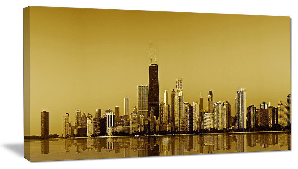 "Chicago Gold Coast With Skyscrapers" Canvas Print60"x28", 1 Panel