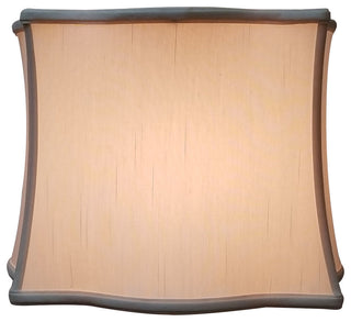 Scallop Top & Bottom Square Basic Lampshade, Antique Gold, Eggshell, 14x15x11