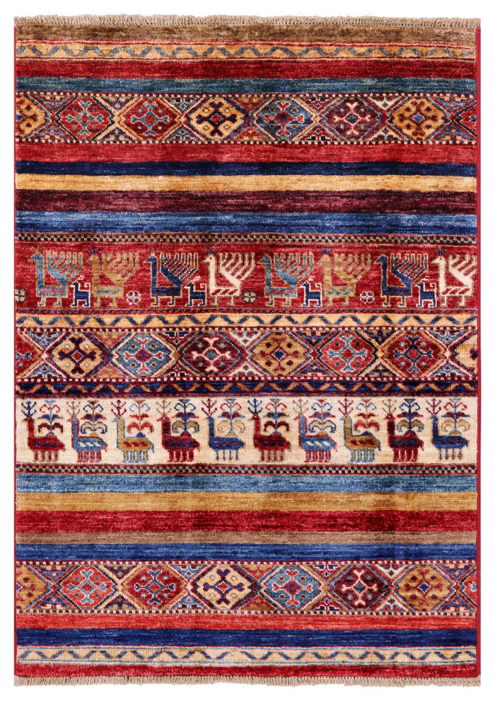 Persian Gabbeh Tribal Hand Knotted Wool Rug 2' 9" X 3' 10" Q8132
