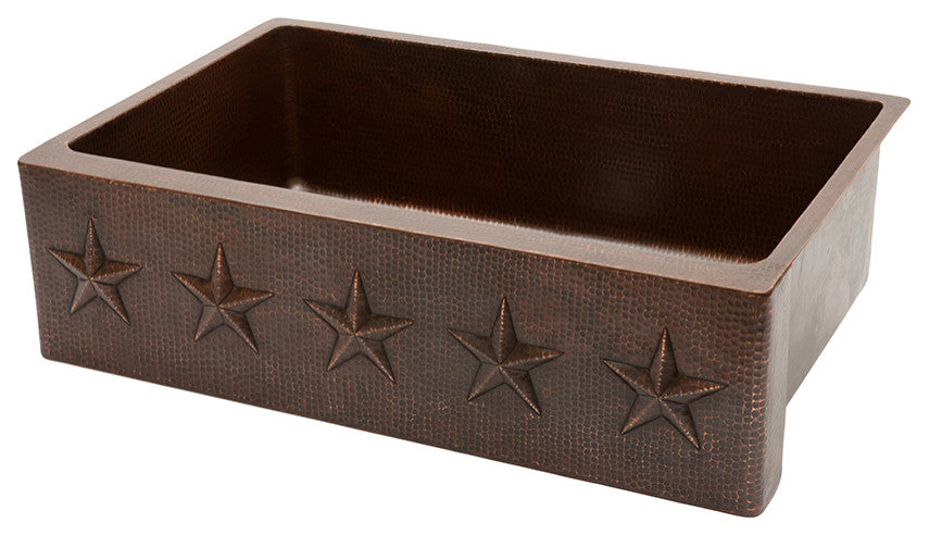 33" Hammered Copper Kitchen Apron Single Basin Sink