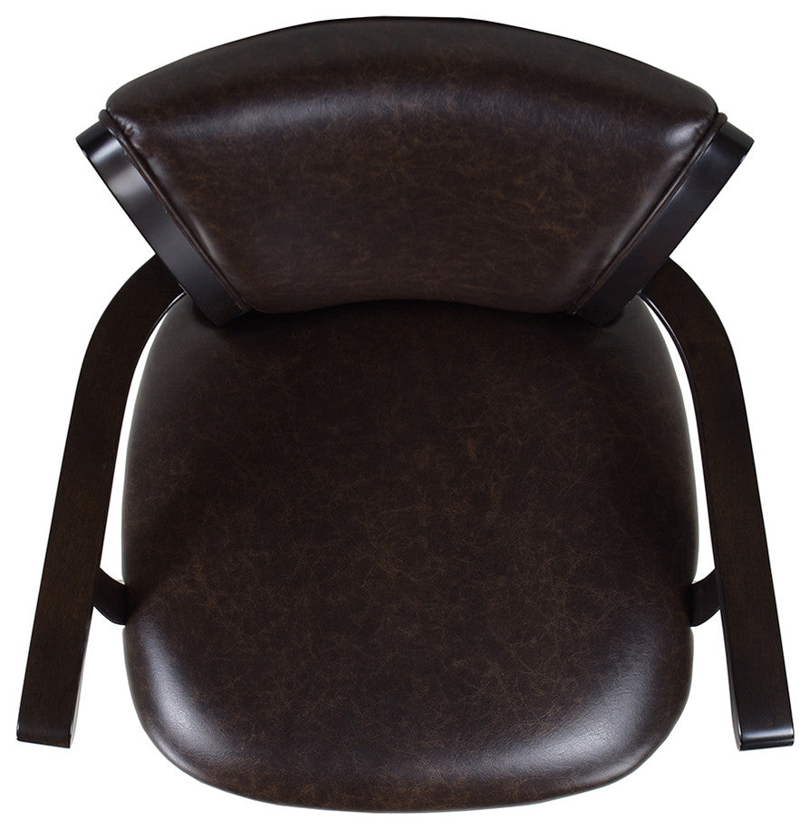 Williams Swivel Bar and Counter Stool With Armrests, Vintage Brown Faux Leather, Bar Height