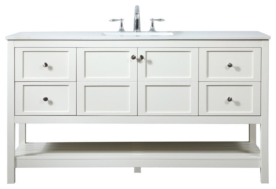 Tucker 60" Single Bathroom Vanity, White