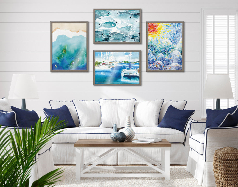 Blake Summer is for Sailing Framed Printed Glass by Janet Meinke-Lau, Gray 18x24