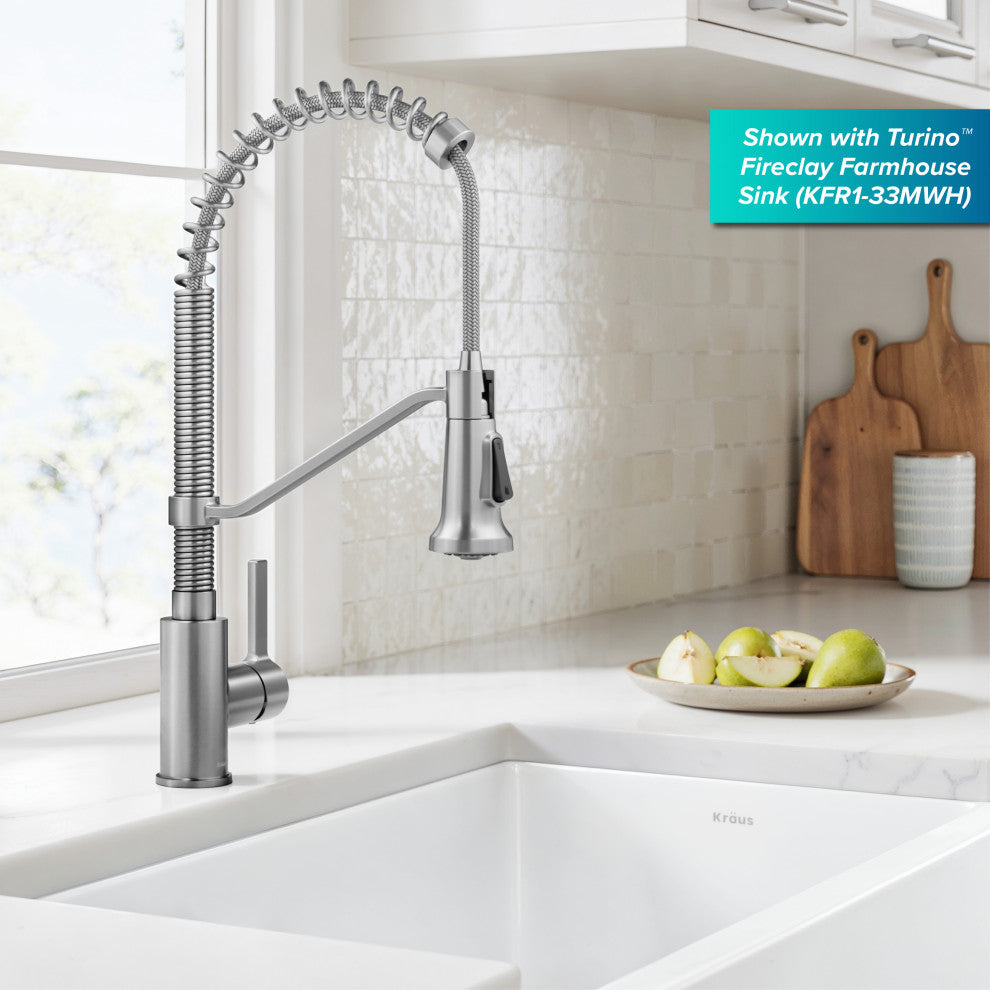 KRAUS Britt Commercial Style 2-Function 1-Handle Pull Down Kitchen Faucet SFS