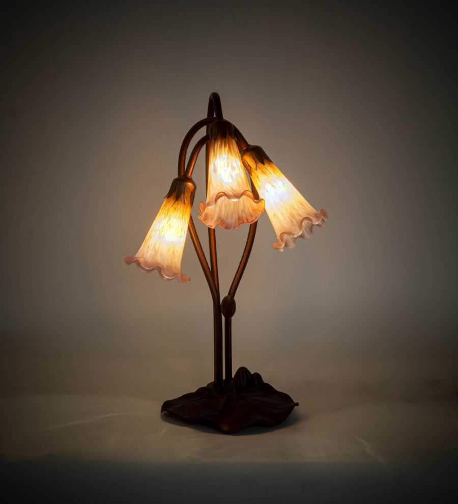 Meyda Lighting 16"H Amber/Purple Pond Lily 3-Light Accent Lamp