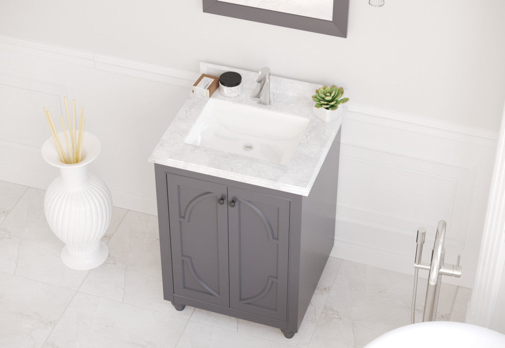 Odyssey Vanity, Gray, 24", White Carrara Marble