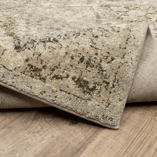 Fleming Distressed Floral Panel Ivory and Grey Area Rug, 6'7"x9'6"
