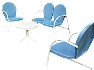 Griffith 4-Piece Metal Outdoor Conversation Seating Set, Sky Blue
