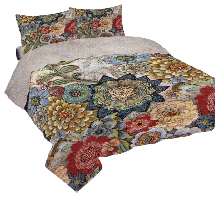 Boho Bouquet Queen Quilt Set