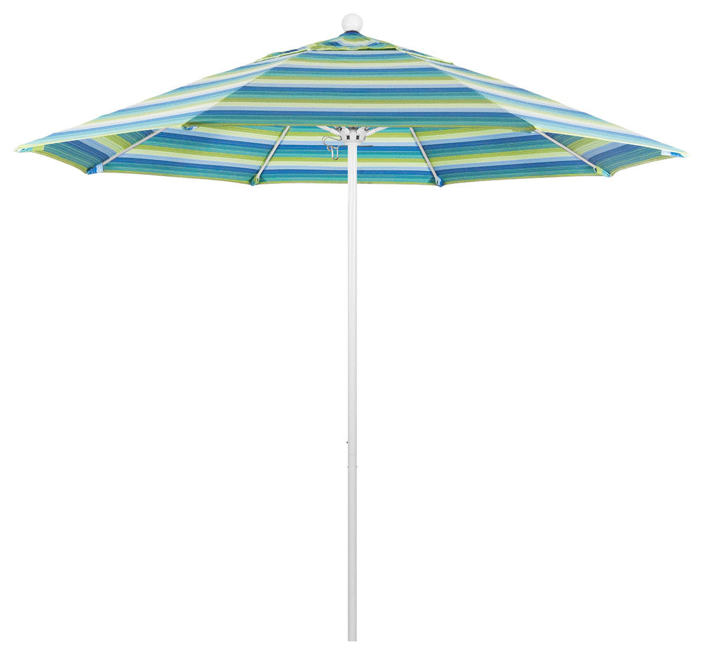 9' Fiberglass Umbrella Pulley OpenWhite, Sunbrella, Seville Seaside