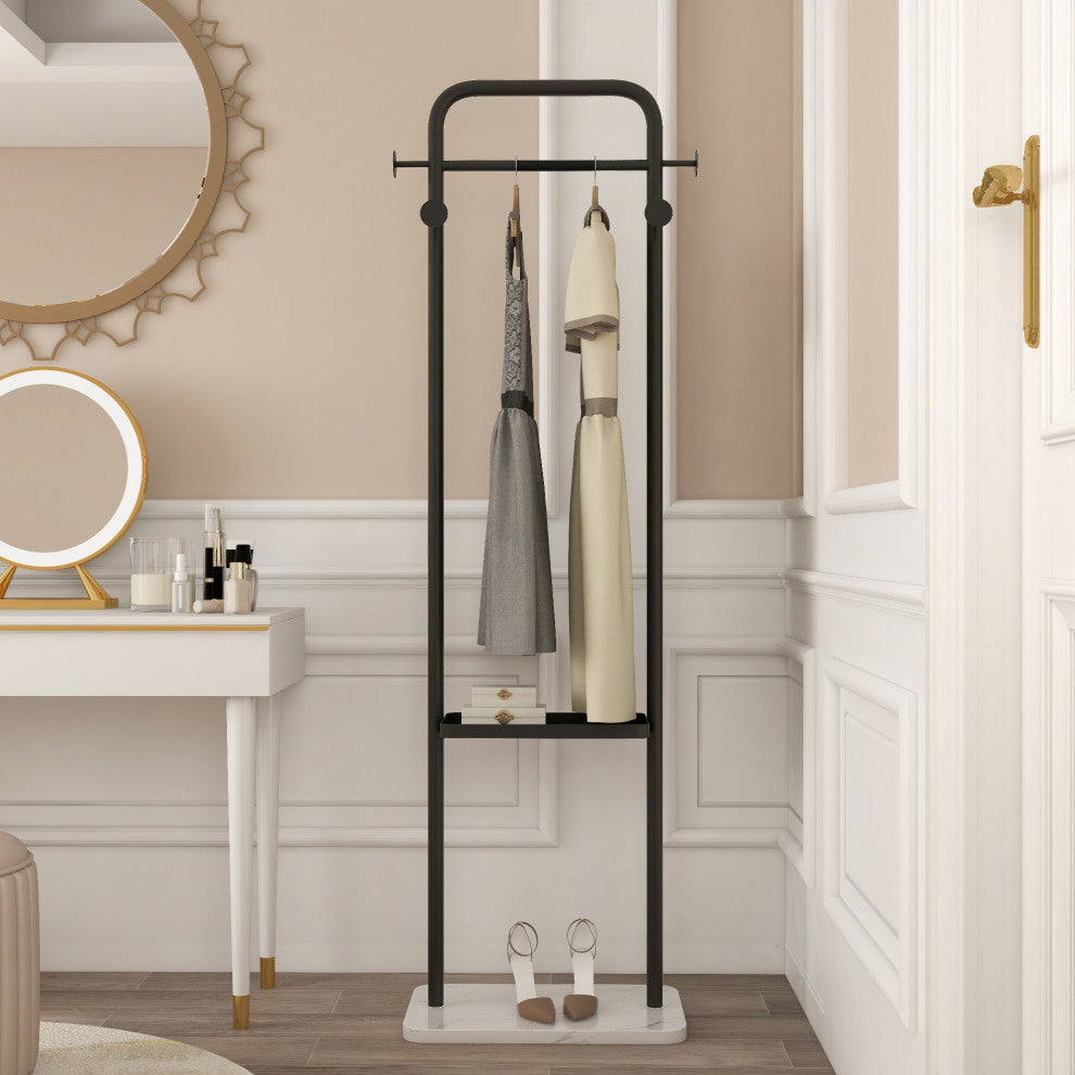 66" Modern Freestanding Rail Cloth Rack with Marble Base